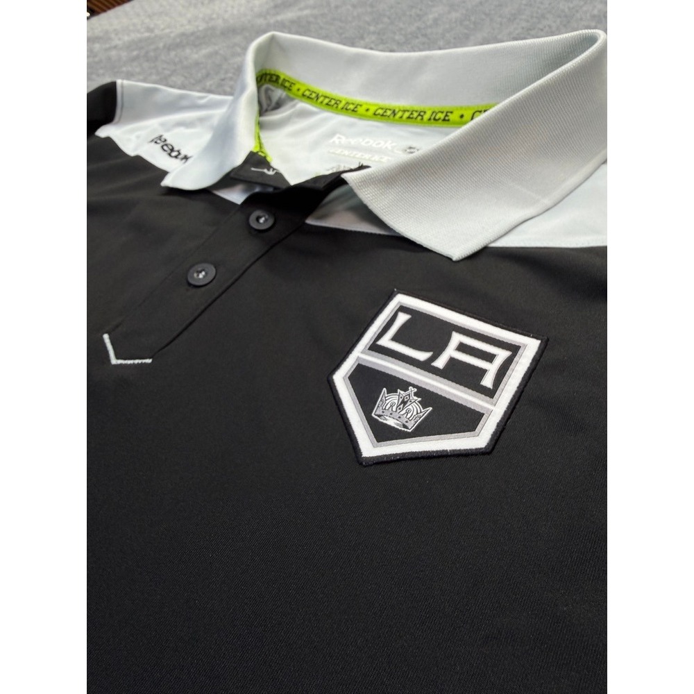 Reebok LA Kings Polo Shirt Mens XL Black Center Ice NHL Hockey 1242A Performance